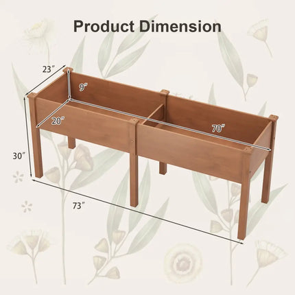 Large Raised Garden Bed with Drainage Holes and 6 Supporting Legs-Brown - Brown - Raised Garden Beds