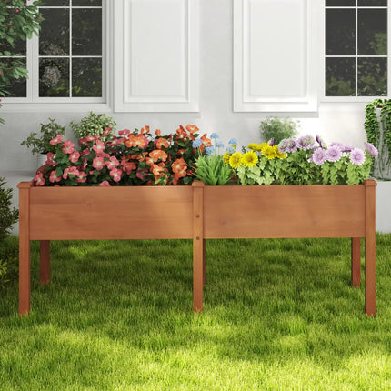 Large Raised Garden Bed with Drainage Holes and 6 Supporting Legs-Brown - Brown - Raised Garden Beds
