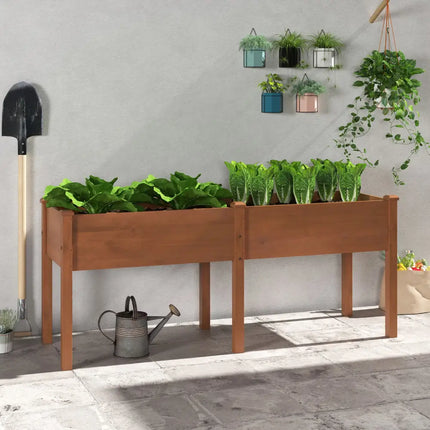 Large Raised Garden Bed with Drainage Holes and 6 Supporting Legs-Brown - Brown - Raised Garden Beds