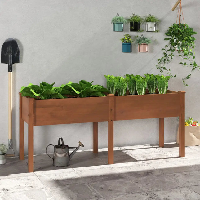 Large Raised Garden Bed with Drainage Holes and 6 Supporting Legs-Brown - Brown - Raised Garden Beds