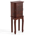 Large Storage Capacity Jewelry Cabinet with 5 Drawers-Walnut - Walnut - Jewelry Armoires