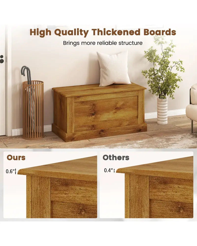 Large Storage Chest with Safety Metal Hinge-Oak - Natural - Shoe Racks & Storage Benches