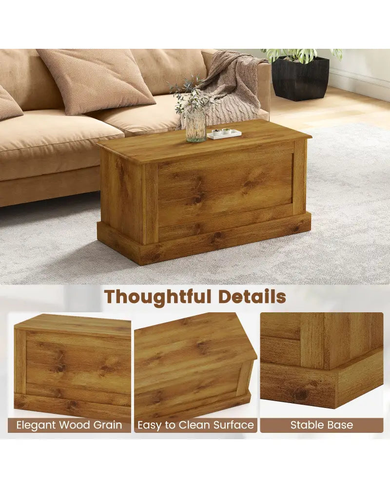 Large Storage Chest with Safety Metal Hinge-Oak - Natural - Shoe Racks & Storage Benches