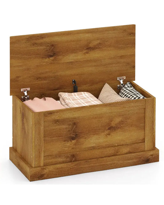 Large Storage Chest with Safety Metal Hinge-Oak - Natural - Shoe Racks & Storage Benches