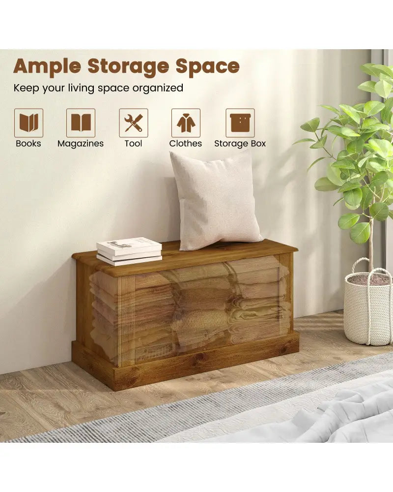 Large Storage Chest with Safety Metal Hinge-Oak - Natural - Shoe Racks & Storage Benches
