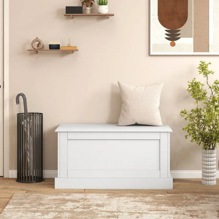 Large Storage Chest with Safety Metal Hinge-off white - Off White - Shoe Racks & Storage Benches