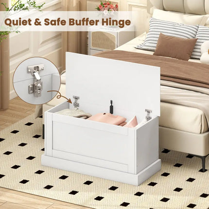 Large Storage Chest with Safety Metal Hinge-off white - Off White - Shoe Racks & Storage Benches