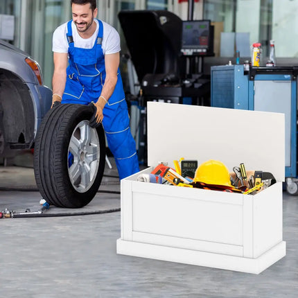 Large Storage Chest with Safety Metal Hinge-off white - Off White - Shoe Racks & Storage Benches