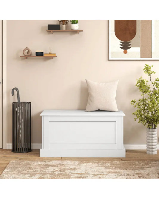 Large Storage Chest with Safety Metal Hinge-off white - Off White - Shoe Racks & Storage Benches