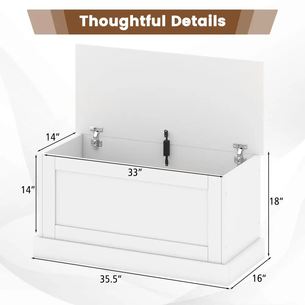 Large Storage Chest with Safety Metal Hinge-off white - Off White - Shoe Racks & Storage Benches