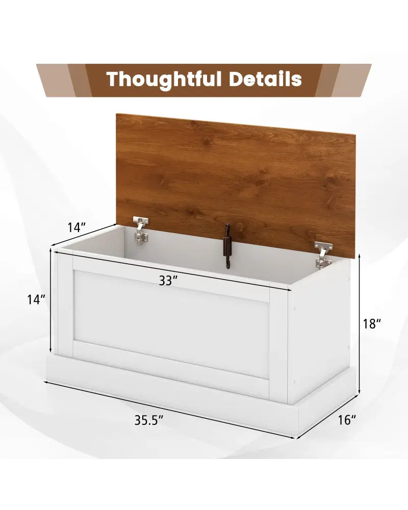Large Storage Chest with Safety Metal Hinge-White - White - Shoe Racks & Storage Benches