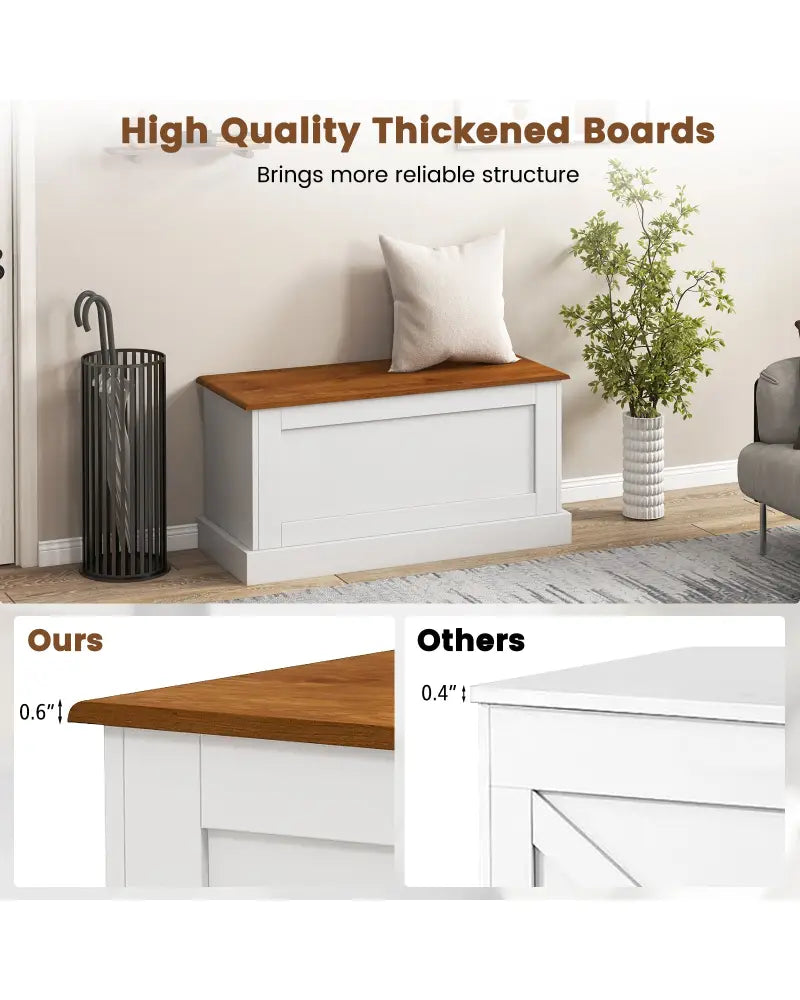 Large Storage Chest with Safety Metal Hinge-White - White - Shoe Racks & Storage Benches