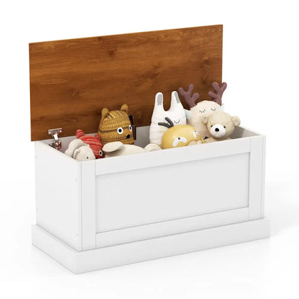 Large Storage Chest with Safety Metal Hinge-White - White - Shoe Racks & Storage Benches
