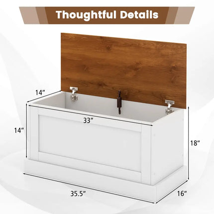 Large Storage Chest with Safety Metal Hinge-White - White - Shoe Racks & Storage Benches