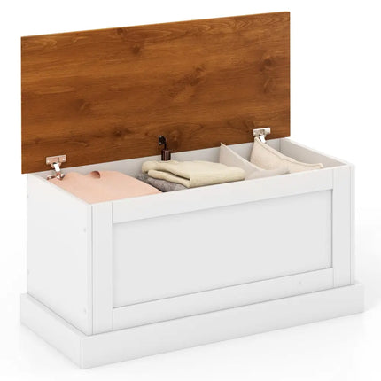 Large Storage Chest with Safety Metal Hinge-White - White - Shoe Racks & Storage Benches