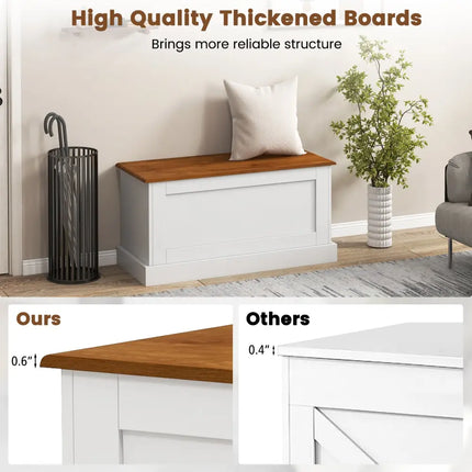Large Storage Chest with Safety Metal Hinge-White - White - Shoe Racks & Storage Benches