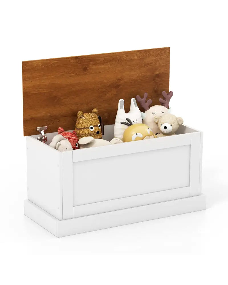 Large Storage Chest with Safety Metal Hinge-White - White - Shoe Racks & Storage Benches