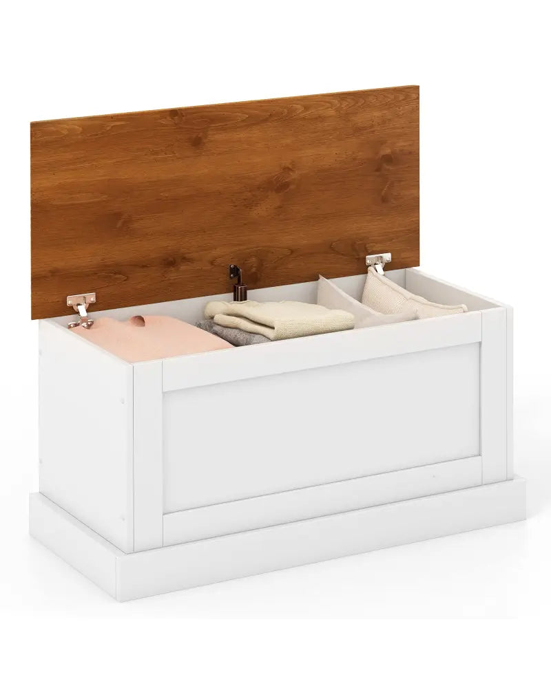 Large Storage Chest with Safety Metal Hinge-White - White - Shoe Racks & Storage Benches