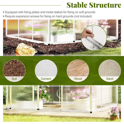 Large Walk-in Green House with Rain Gutters and Polycarbonate Panels-6 FT - Silver - Greenhouses