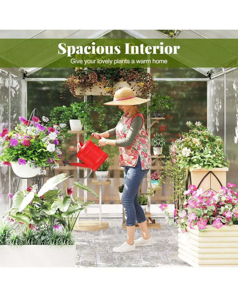 Large Walk-in Green House with Rain Gutters and Polycarbonate Panels-6 FT - Silver - Greenhouses