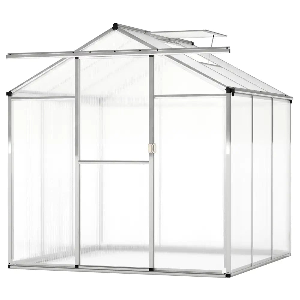 Large Walk-in Green House with Rain Gutters and Polycarbonate Panels-6 FT - Silver - Greenhouses