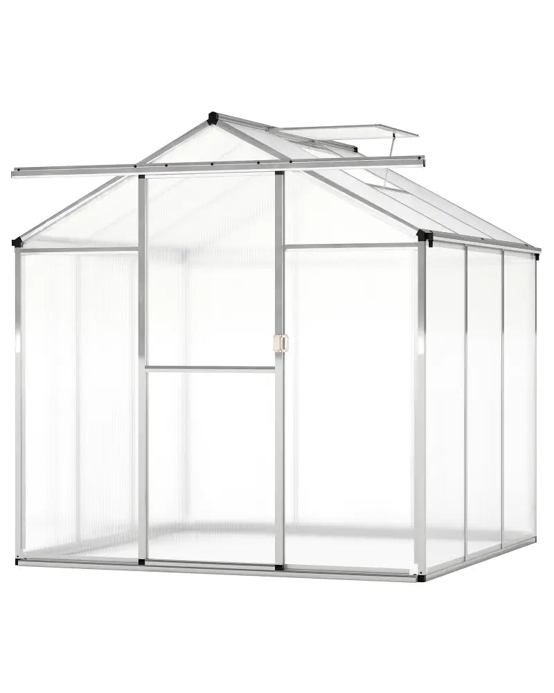 Large Walk-in Green House with Rain Gutters and Polycarbonate Panels-6 FT - Silver - Greenhouses