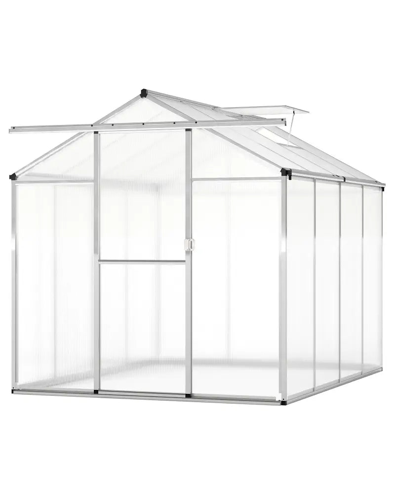 Large Walk-in Green House with Rain Gutters and Polycarbonate Panels-8 FT - Silver - Greenhouses