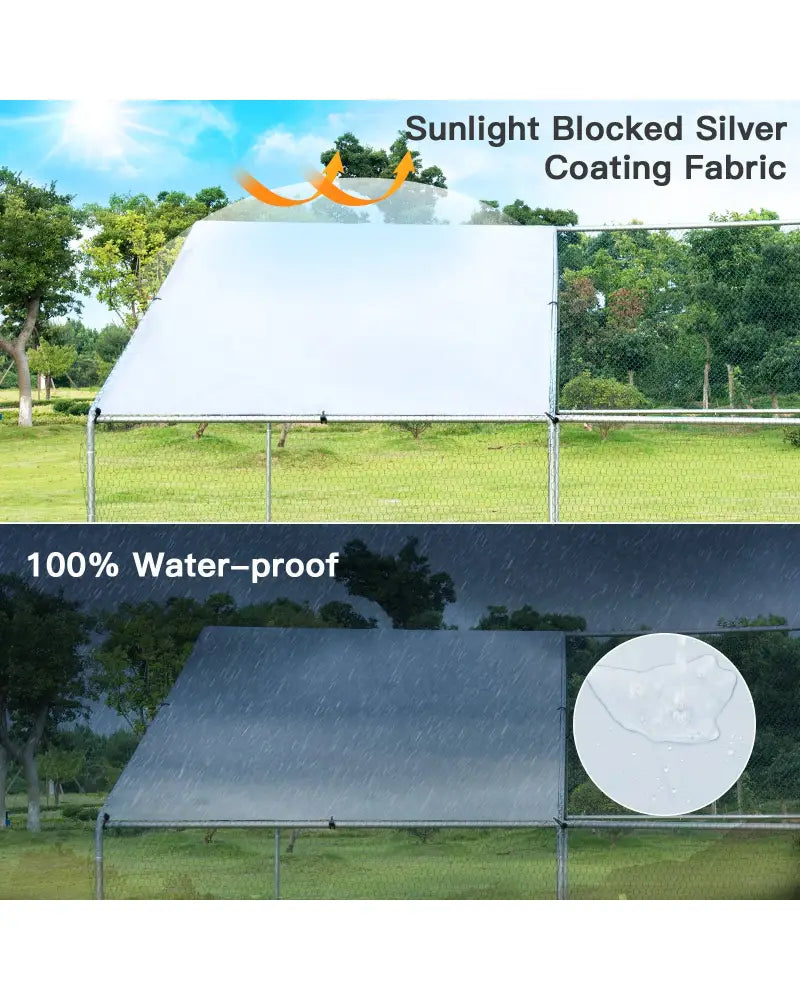 Large Walk in Shade Cage Chicken Coop with Roof Cover-M - Silver - Chicken Coops