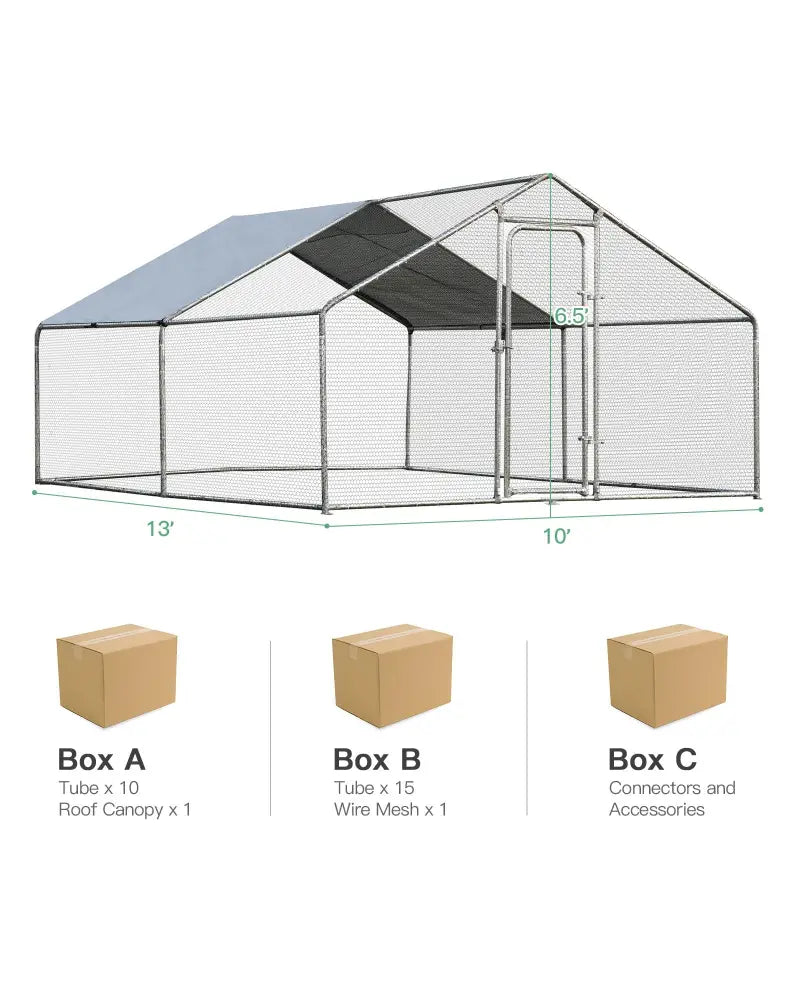 Large Walk in Shade Cage Chicken Coop with Roof Cover-M - Silver - Chicken Coops