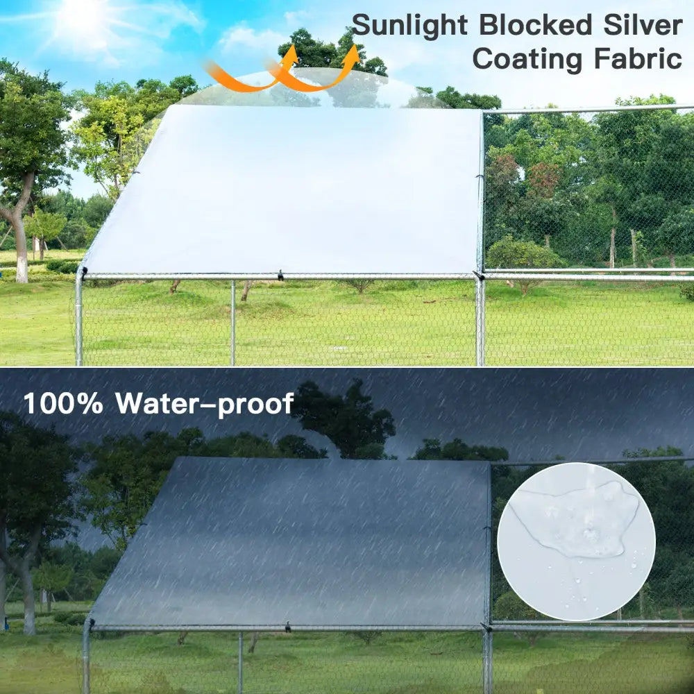 Large Walk in Shade Cage Chicken Coop with Roof Cover-M - Silver - Chicken Coops