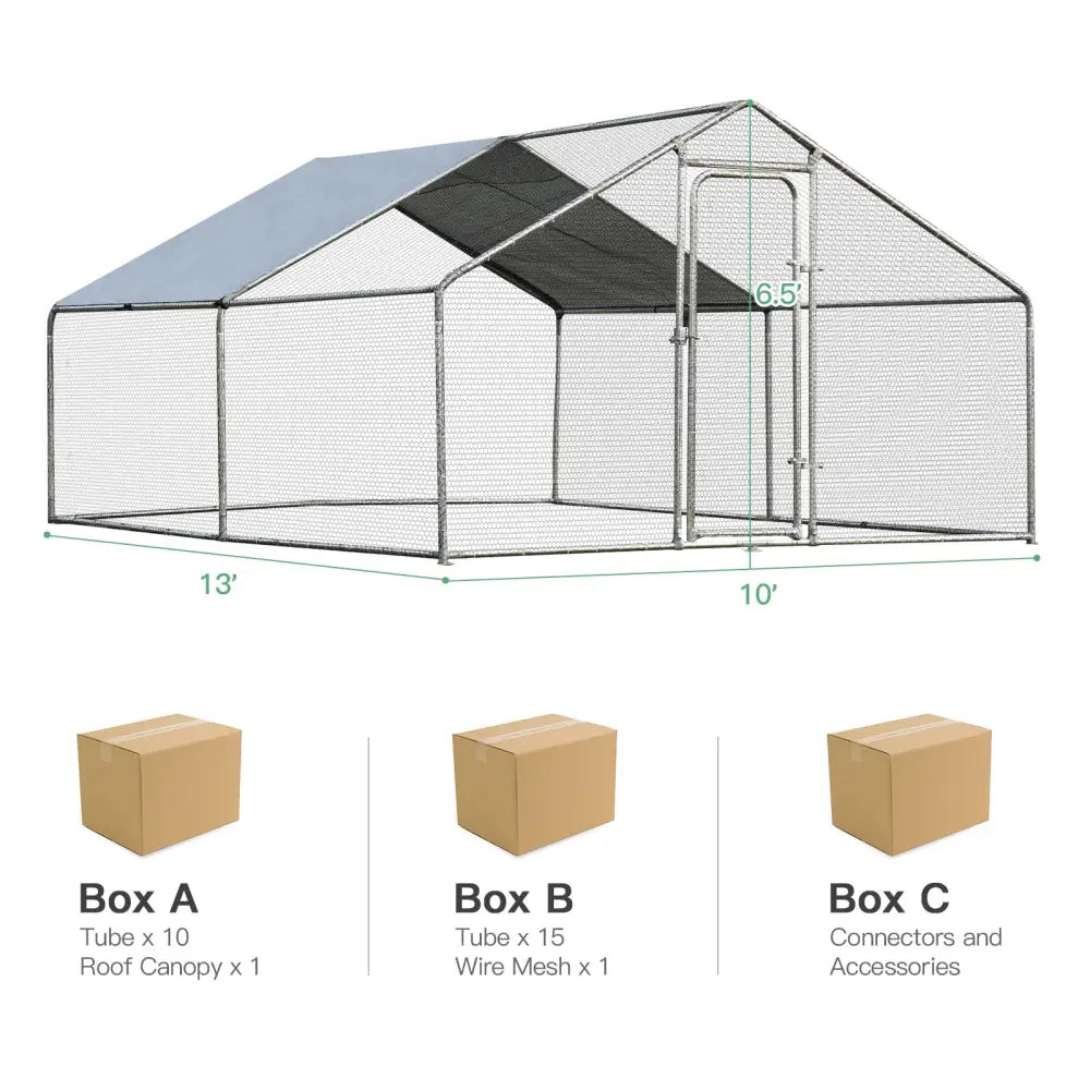 Large Walk in Shade Cage Chicken Coop with Roof Cover-M - Silver - Chicken Coops
