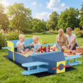 Large Wooden Kids Sandbox with Bottom Liner and Bench Seat-Blue - Blue - Sandboxes