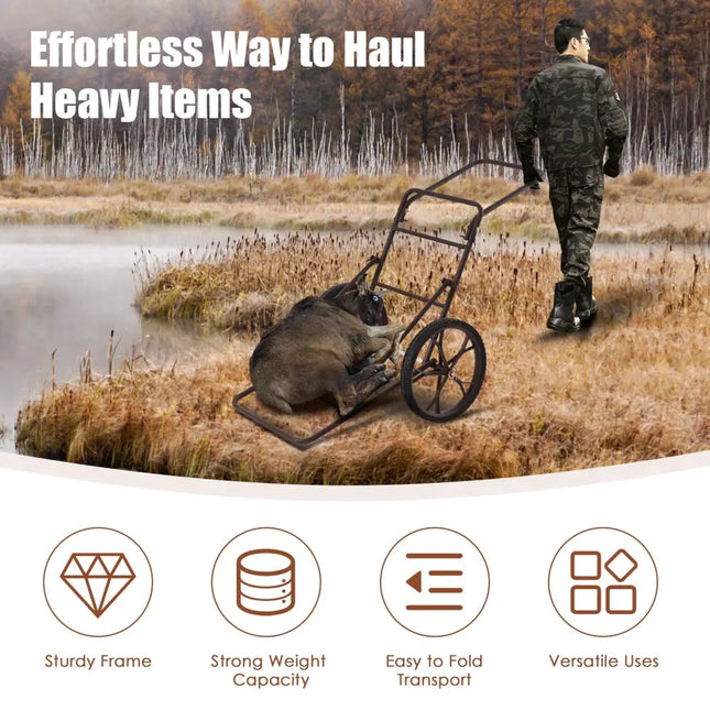 Larger Capacity Folding Deer Game Cart - Bronze - Camping