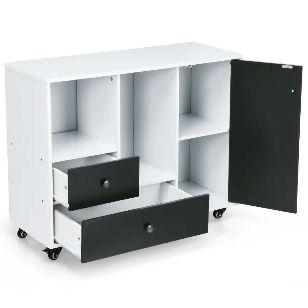 Lateral Mobile Filing Cabinet with 2 Drawers-Black - Black - File Cabinets
