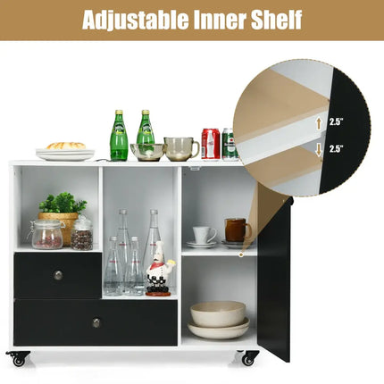 Lateral Mobile Filing Cabinet with 2 Drawers-Black - Black - File Cabinets