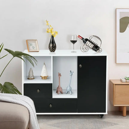Lateral Mobile Filing Cabinet with 2 Drawers-Black - Black - File Cabinets