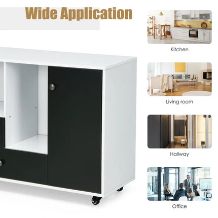 Lateral Mobile Filing Cabinet with 2 Drawers-Black - Black - File Cabinets