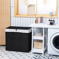 Laundry Hamper with Wheels and Lid-Black - Black - Laundry Baskets