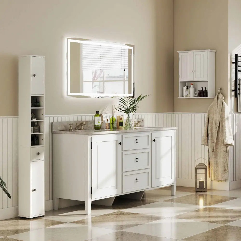 Laundry Room Bundle: 4-in-1 Storage Set Storage Cabinets and Rack Set - Bath
