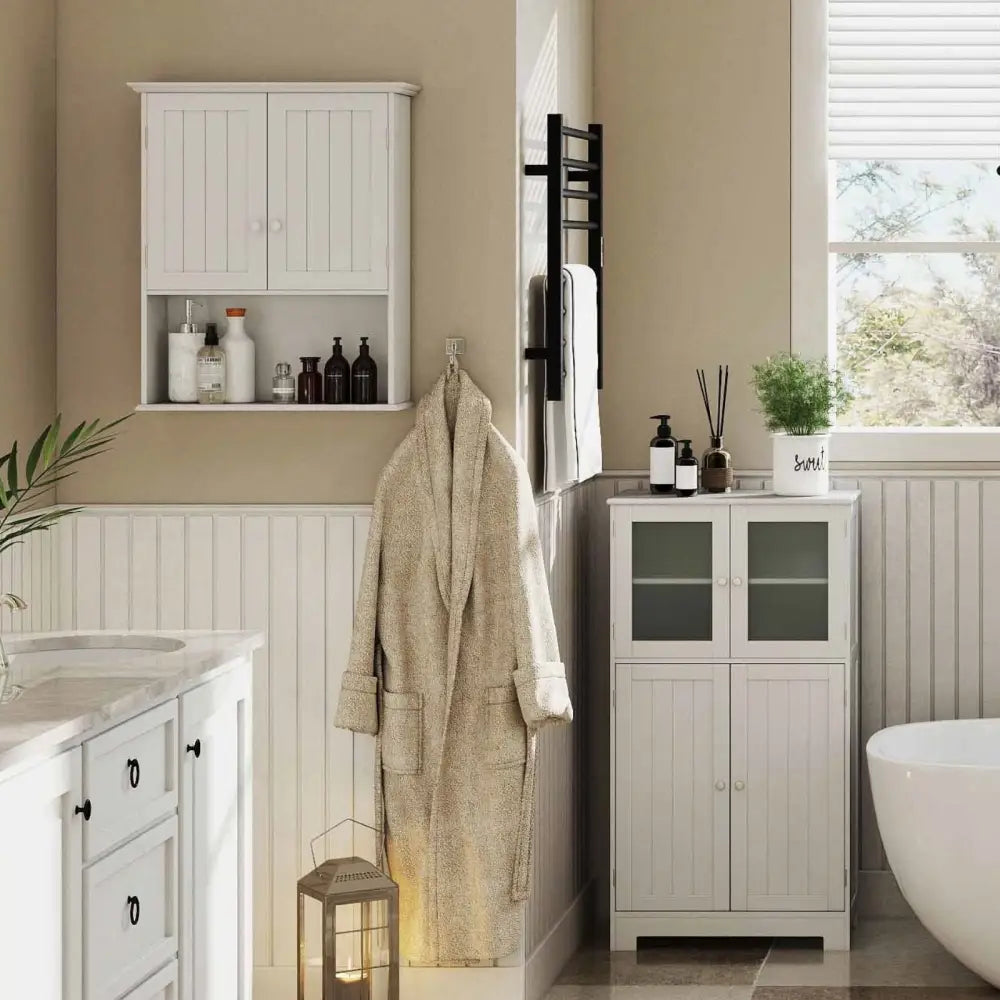 Laundry Room Bundle: 4-in-1 Storage Set Storage Cabinets and Rack Set - Bath