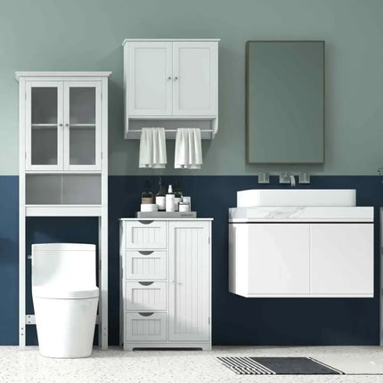 Laundry Room Bundle: Wooden Cabinet Wall-Mounted Bathroom Storage  Clothe Dryer  Laundry Basket Costway