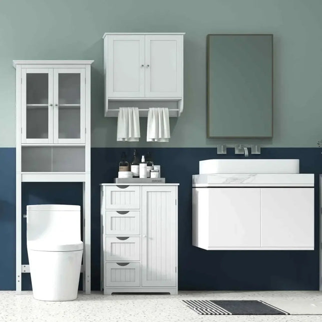 Laundry Room Bundle: Wooden Cabinet Wall-Mounted Bathroom Storage  Clothe Dryer  Laundry Basket Costway