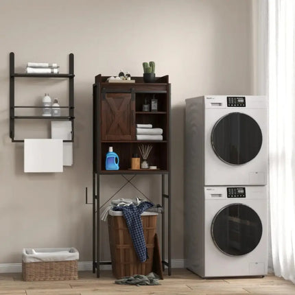 Laundry Room Bundle: Wooden Cabinet Wall-Mounted Bathroom Storage  Clothe Dryer  Laundry Basket Costway