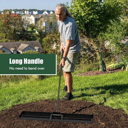 Lawn Leveling Rake 46 x 10 Inch Heavy Duty Lawn Level Tool for Soil-Black - Black - Lawn Care Tools