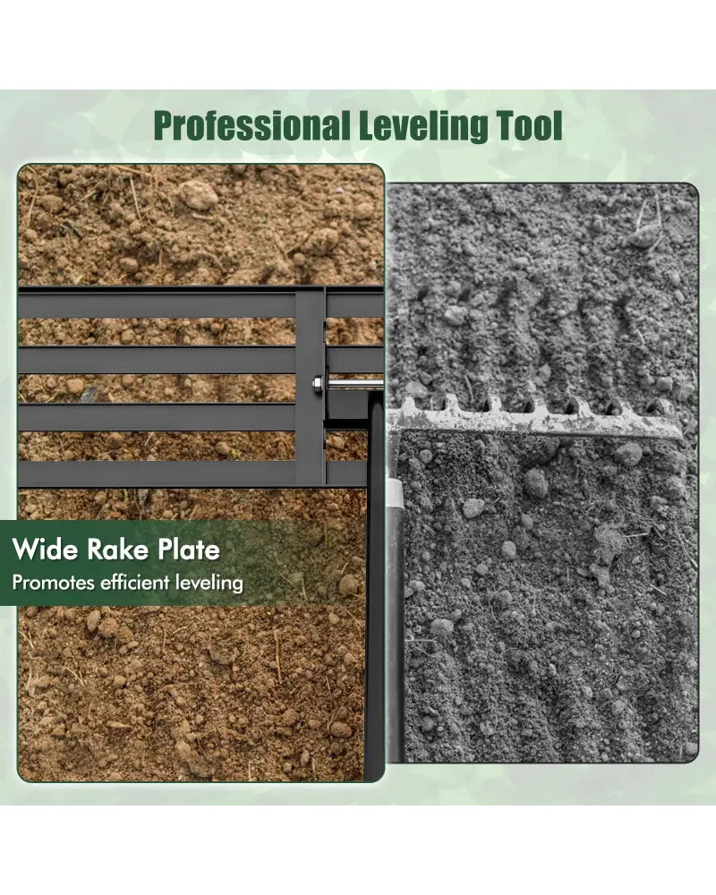 Lawn Leveling Rake 46 x 10 Inch Heavy Duty Lawn Level Tool for Soil-Black - Black - Lawn Care Tools