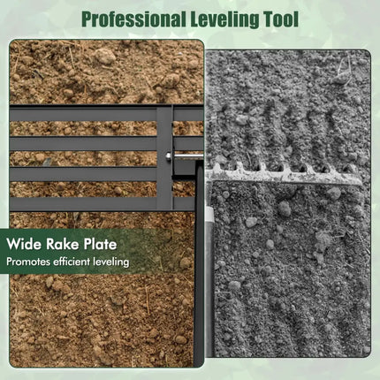 Lawn Leveling Rake 46 x 10 Inch Heavy Duty Lawn Level Tool for Soil-Black - Black - Lawn Care Tools