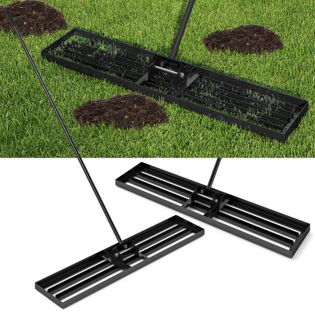 Lawn Leveling Rake 46 x 10 Inch Heavy Duty Lawn Level Tool for Soil-Black - Black - Lawn Care Tools