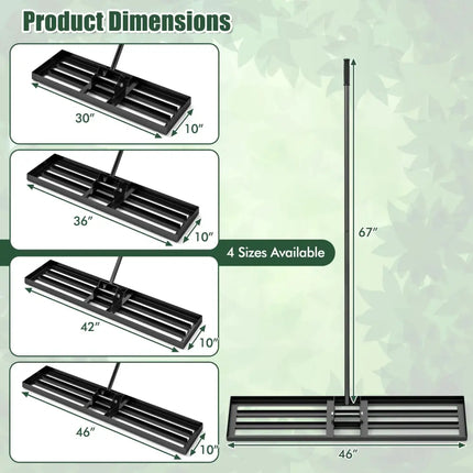 Lawn Leveling Rake 46 x 10 Inch Heavy Duty Lawn Level Tool for Soil-Black - Black - Lawn Care Tools