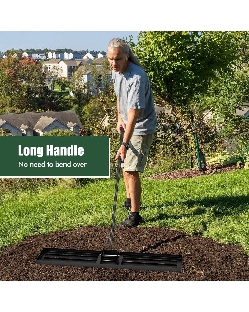 Lawn Leveling Rake 46 x 10 Inch Heavy Duty Lawn Level Tool for Soil-Black - Black - Lawn Care Tools