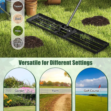 Lawn Leveling Rake 46 x 10 Inch Heavy Duty Lawn Level Tool for Soil-Black - Black - Lawn Care Tools
